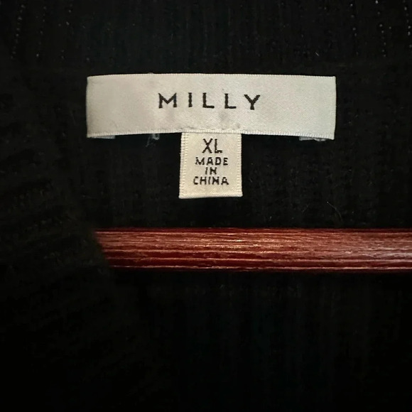 Milly black, knit, fringe-hem tunic - Picture 3 of 4